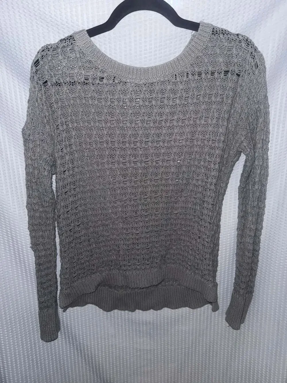 LOFT Gray Open Knit Lightweight Sweater Size S